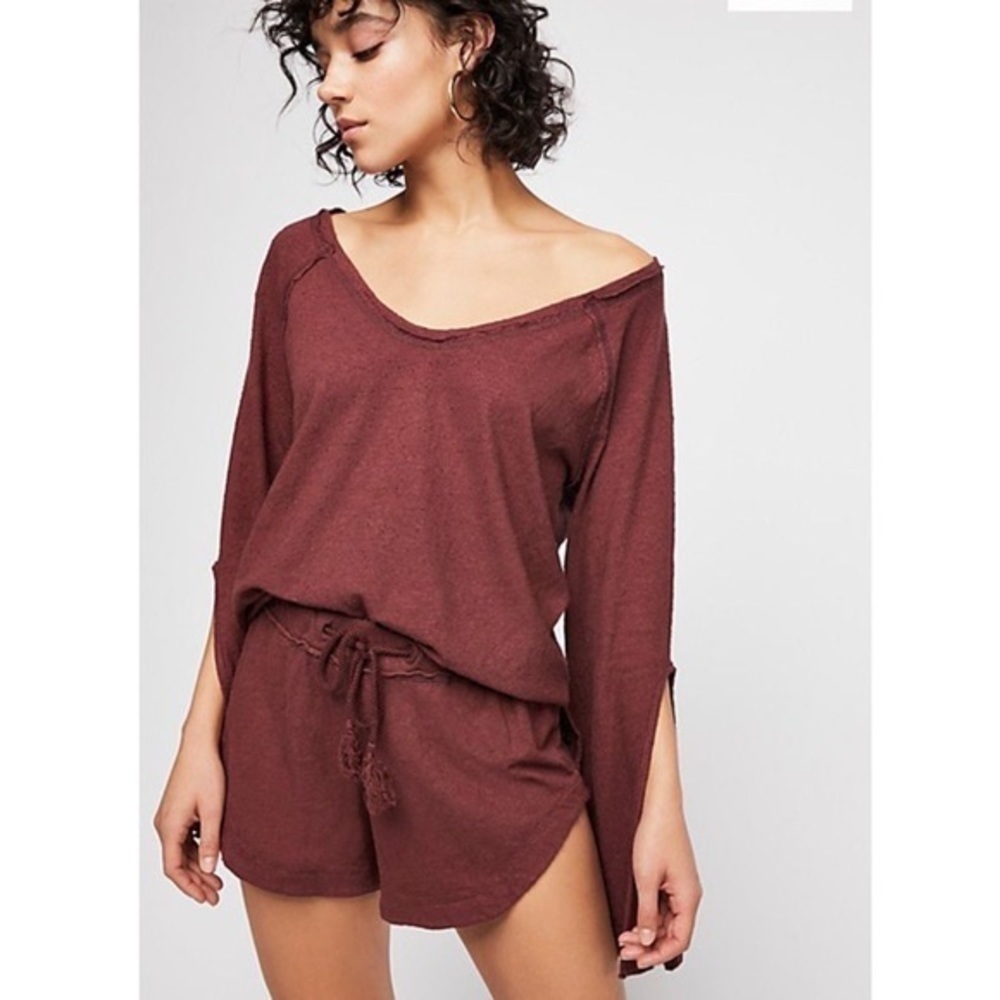 Free People Beach Summer Wishes Shorts Red Drawstring Small